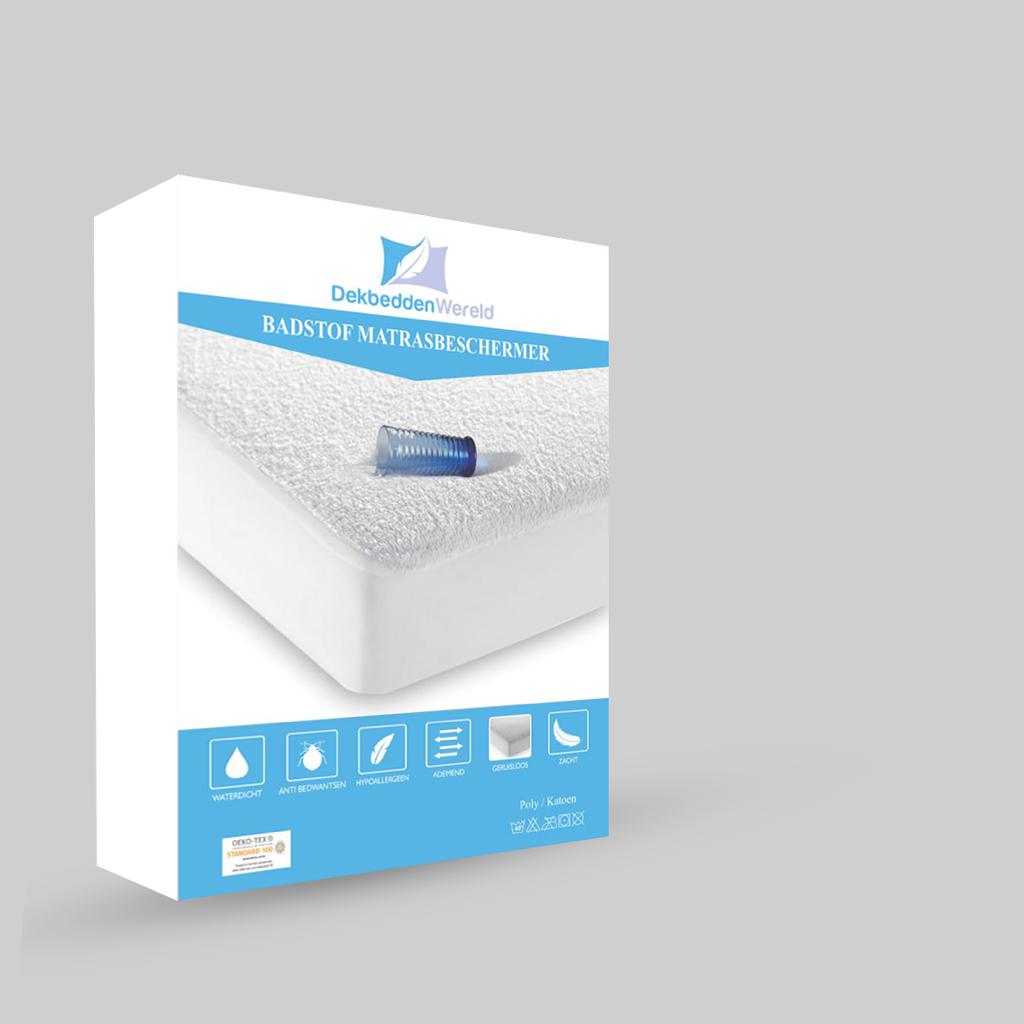 Waterdichte Molton hoeslaken- matrasbeschermer- twijfelaar- 120x200+30CM- wit